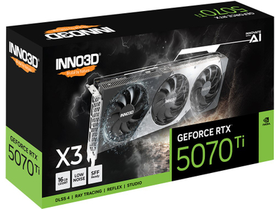 Karte grafike INNO3D GeForce RTX 5070 Ti X3, 16GB GDDR7, OC, e zezë