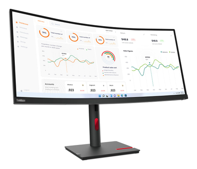 Закривен монитор Леново ТхинкВижн Т34w-30, 34\", 3440 x 1440, ИПС, црн