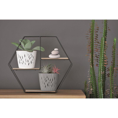 Vazo lulesh Kraftika Sandy Flowerpot Round, 18.9 cm, plastike, ngjyrë antracit
