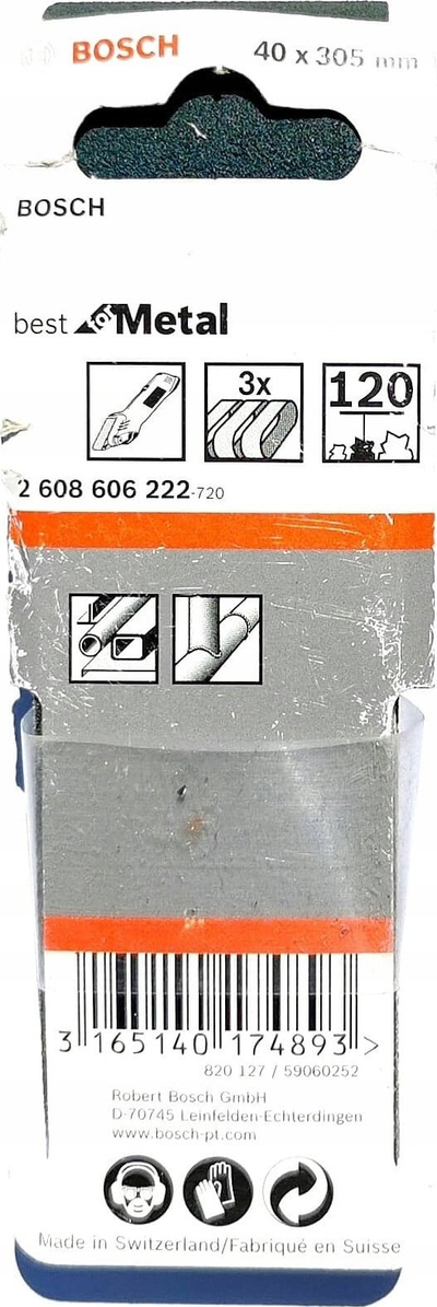 Rrip gërryes Bosch PRO, 40 x 305 mm, granulë 120, blu