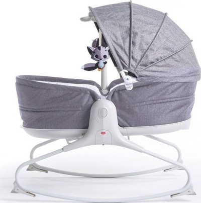Lezhë bebe Tiny Love Cozy 3 në 1 Rocker Napper Bouncer, shtrirje 180°, me melodi qetësuese, gri