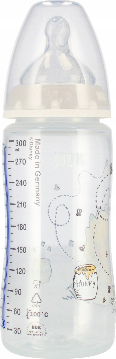 Biberon Nuk First Choice Winnie The Pooh, 300ml, me sensor temperature, transparent