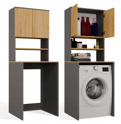 Dollap banjoje Topeshop POLA MULTI, mbi lavatriçe, antracit dhe dushk Artisan