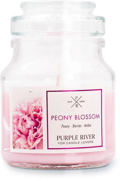 Qiri i parfumuar Purple River Peony Blossom, dyll soje, në gotë me kapak, aromë pioni dhe trëndafili