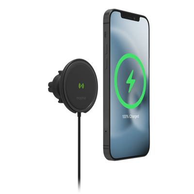 Mbajtës makine me karikim wireless Mophie Snap+, 15W, MagSafe, i zi