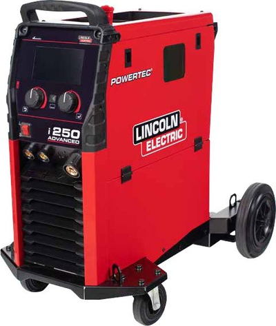 Aparat saldimi Lincoln Electric Powertec i250C Advanced, MIG MMA, me ekran 7\", i kuq