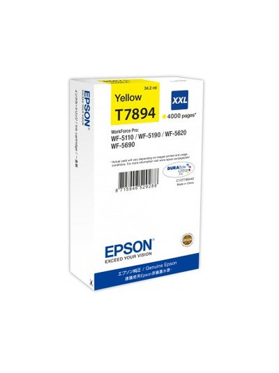 Ngjyrë për printer Epson WF-5xxx Series T7894, 34,2 ml, e verdhë, XXL
