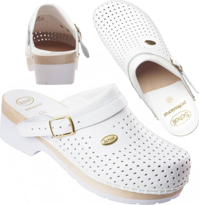 Sabot mjekësor Scholl Clog Supercomfort, lëkurë, nr. 41, i bardhë
