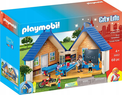 Set loje Playmobil City Life Take Along School House, 68 pjesë, 4+, shumëngjyrësh