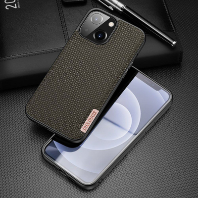 Futrollë DUX DUCIS FINO Series për iPhone 13 Mini, najlon me teksturë, mban karikim wireless, jeshile e errët