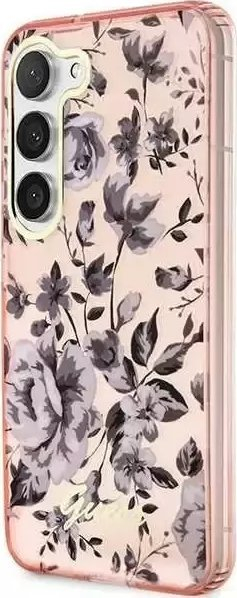 Hulë telefoni Guess Flower Collection GUHCS23MHCFWSP për Samsung Galaxy S23 Plus, kapak i fortë, rozë me lule