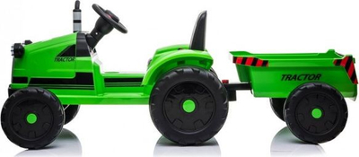 Traktor elektrik për kalamaj Lean Toys CH9959, 12V, me rimorkio, jeshil