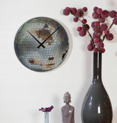 Orë muri NexTime Little Disco, 20 cm, stil disco, ngjyrë argjendtë
