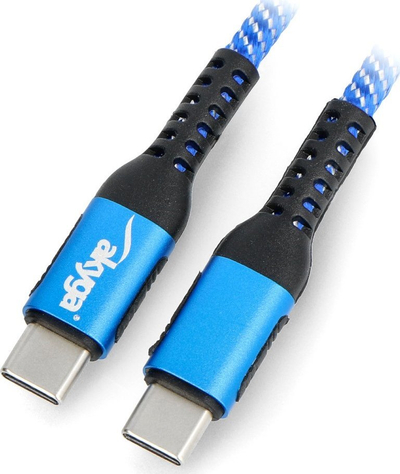 Kabllo USB Akyga AK-USB-37, USB-C në USB-C, 1m, 100W, blu