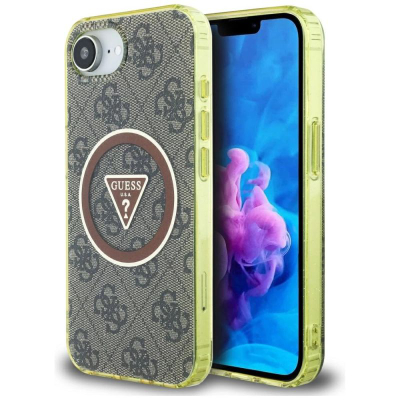 Футрола за телефон Guess MagSafe за iPhone 16e, сјаен ефект, мотив 4G, златна