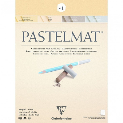 Блок за цртање Clairefontaine PastelMat No1, 18 x 24 cm, 360g, 12 повеќебојни листови