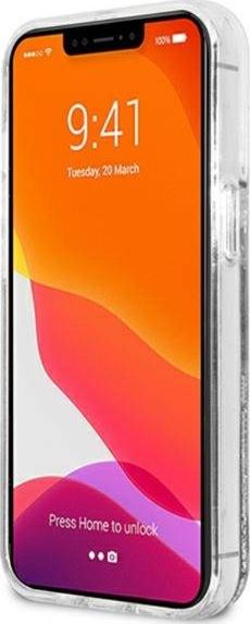 Футрола за телефон Karl Lagerfeld Liquid Glitter за iPhone 13 Pro Max, заштитна, проѕирна со сјај, сребрена