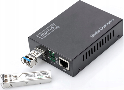 Konvertues media Digitus DN-81000, 10 Gigabit, nga RJ45 në SFP, ngjyrë e zezë