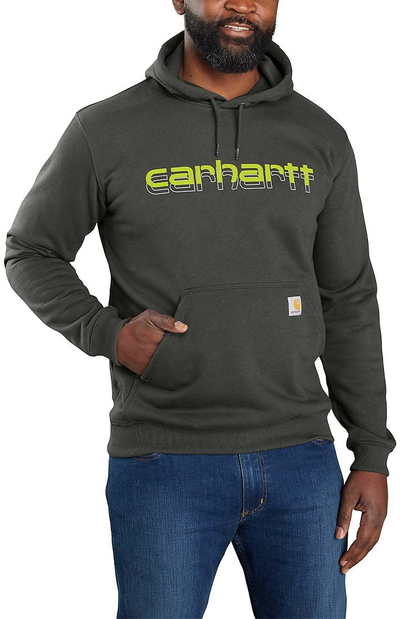 Дуксер со капуљача Carhartt Rain Defender, широк крој, за мажи, зелен peat