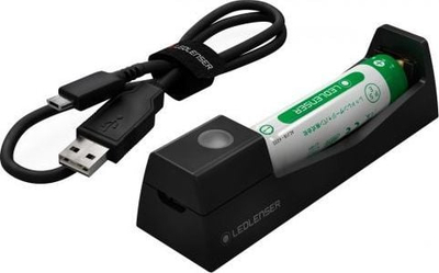 Karikues për bateri LED Lenser MH3/MH5, për bateri litiumi 14500, me USB, i zi