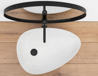 Lavaman mbi banak Rea Greta, 56cm, qeramikë, i bardhë