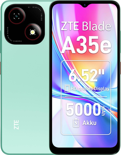 Телефон ZTE Blade A35e, 2GB 64GB, 6.52\", 4G, зелен