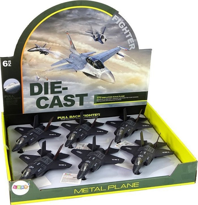 Aeroplan lodër Leantoys F35, 1:72, me drita dhe zë, i zi