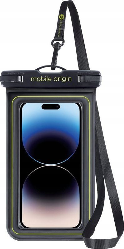 Këllëf uji për telefon Mobile Origin Waterproof Floating Case 6.5", IPX8, i zi me jeshile
