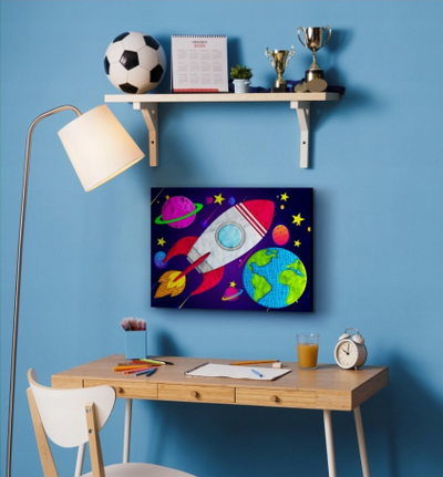 Set pikturimi për fëmijë Splat Planet Canvas Painting Space, 30x40cm, 20 ngjyra balte, shumëngjyrësh