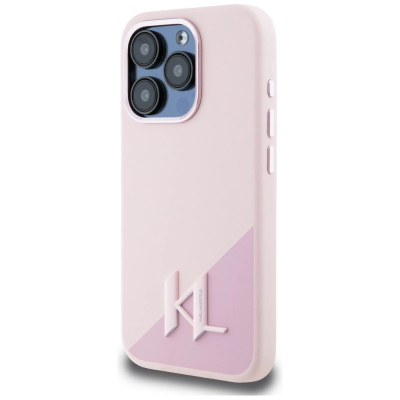 Маска за телефон Karl Lagerfeld MagSafe за iPhone 15 Pro Max, силикон, розова