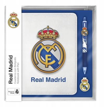 Set fletore dhe stilolaps Real Madrid RM00021, A5, 10 ngjyra, i bardhë blu
