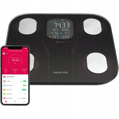 Peshore inteligjente Sencor Smart Fitness, Bluetooth, analizë trupi, e bardhë