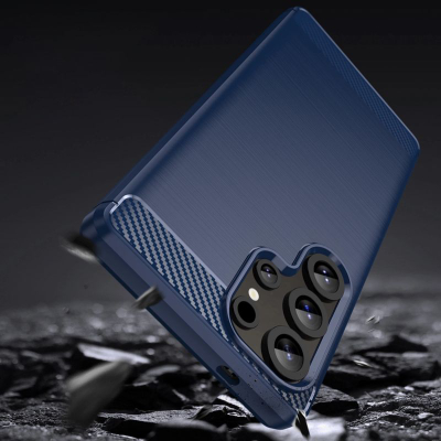 Mbrojtëse telefoni Carbon Case për Samsung Galaxy S25 Ultra, silikon, antirrëshqitës, blu