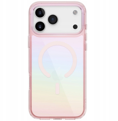 Mbrojtëse telefoni Uniq Iridescia për iPhone 17 Pro Max, Magclick, Pink Prism, rozë