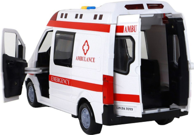 Makine lodër ambulancë LeanToys City Ambulance, me dritë edhe zë, e bardhë