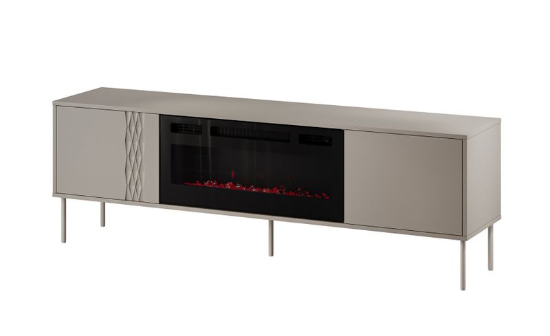 Komodë TV Cama Meble Tresse me oxhak elektrik, 180x40x54.5 cm, 1400-1600W, bezhë mat
