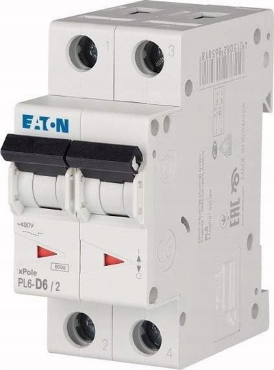 Mini çelës automatik Eaton PL6-D6/2, 2P, 6A, 6kA AC