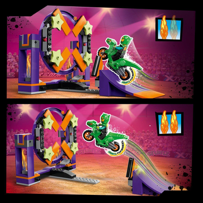 Lodër ndërtimi LEGO City 60359 Dunk Stunt Ramp Challenge, set me motor stunt, 5+