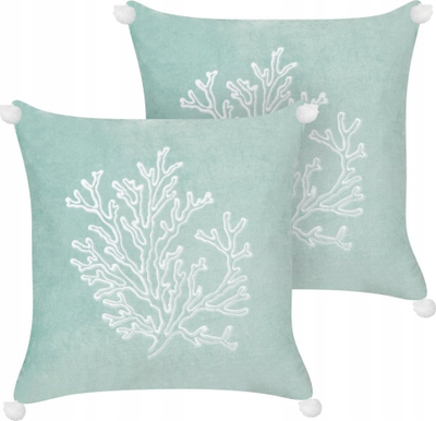 Set jastëkësh zbukurues Marine Coral, 45x45cm, kadife me mbushje poliester, mente