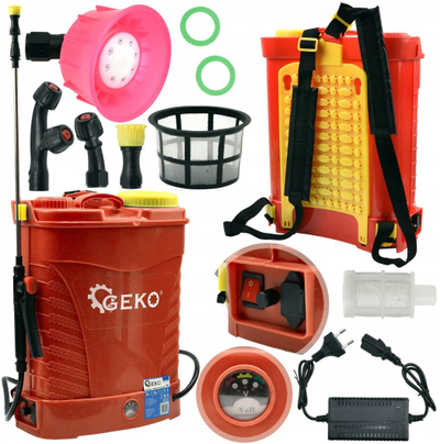 Spërkatës shpine GEKO, 16L, pompë dore, i kuq