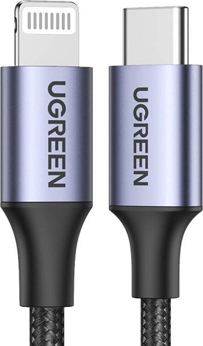 Kabllo Ugreen USB C në Lightning, 1.5 m, PD 20W, i zi