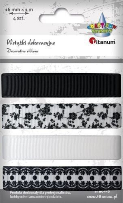 Set shirita dekorativë Titanum Grosgrain, 16mm, 1m, 4 copë, multi-ngjyrëshe
