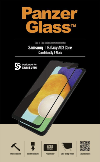 Заштита за екран PanzerGlass Samsung Galaxy A03 Core, калено стакло, црна рамка