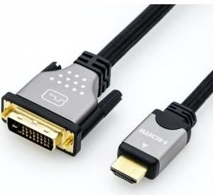 Kabllo video ROLINE HDMI DVI-D Dual Link, 2 m, 4K, zi argjend
