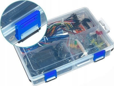 Kit startues Arduino Uno R3, bord zhvillimi, kabllo edhe gjëra të tjera, shumëngjyrësh