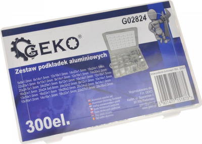 Set rondele alumini GEKO, 300 copë, 30 madhësi, argjendtë