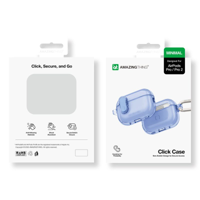 Маска за слушалки Amazingthing Minimal, за AirPods Pro 2, силикон, темно сина