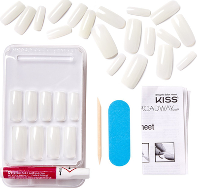 Сет вештачки нокти Kiss Salon Naturals Go Rogue, 28 парчиња, средна должина, природна розева
