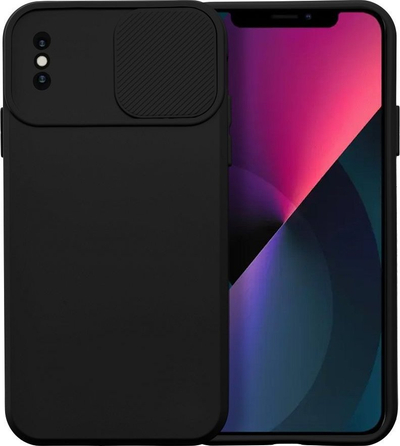 Husë SLIDE TPU për iPhone Xs Max, silikoni, kapak kamere, e zezë