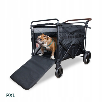 Karrocë për kafshë PXL Large Pet Stroller Wagon, kapacitet i madh, me rrota dhe frena, gri